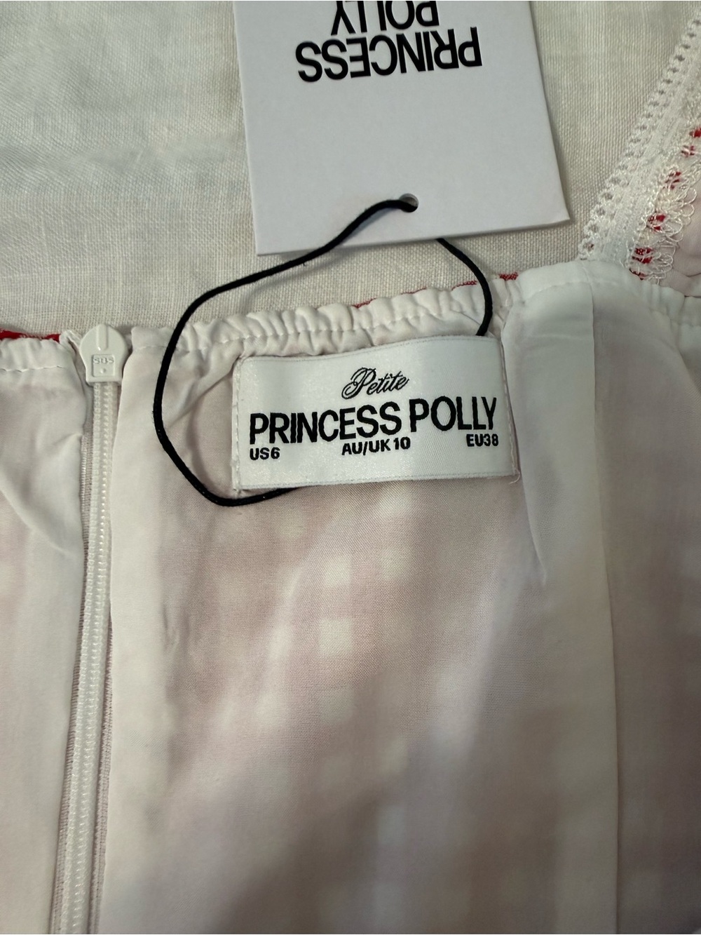 Princess Polly Women’s 6P Petite Faubert Mini Dress Red Gingham - Picture 11 of 12